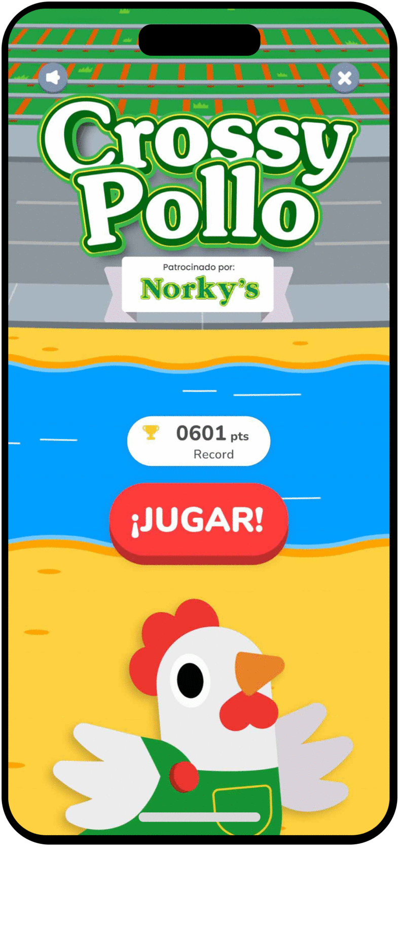 Crossy Pollo running on a phone